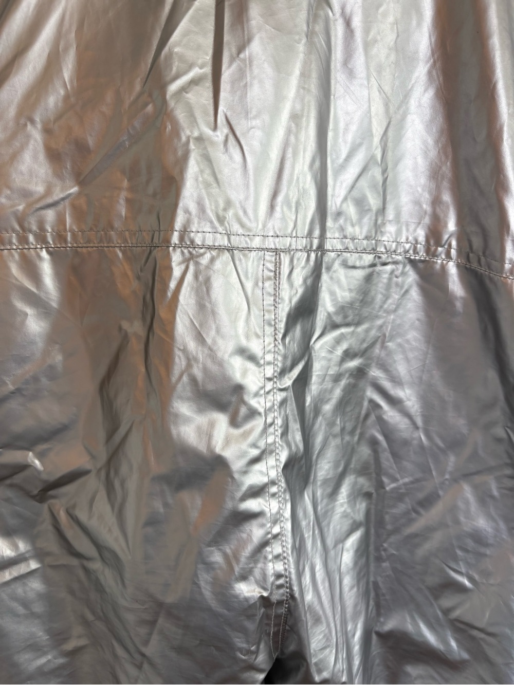 Silver Metallic Insulated Snow Bib Overalls for Women Size L Futuristic Y2K - Picture 12 of 15